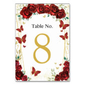キンセアニラレッドローズフローラル蝶 テーブルナンバー (裏面)