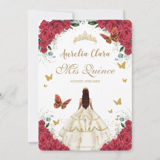 キンセアニラレッドローゼスフローラアイボリードレスプリンセス 招待状 (裏面)