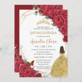 キンセアニラレッドローゼスフローライエロープリンセスドレス 招待状 (正面/裏面)