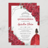 キンセアニラレッドローゼスフローラシルバープリンセスティアラ 招待状 (正面/裏面)