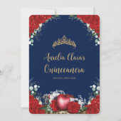 キンセアニラレッドローゼスフローラスノーホワイトネイビー金ゴールド 招待状 (裏面)