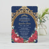 キンセアニラレッドローゼスフローラスノーホワイト金ゴールドフレーム 招待状 (スタンド正面)