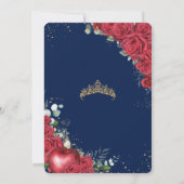 キンセアニラレッドローゼスフローラスノーホワイト金ゴールドフレーム 招待状 (裏面)