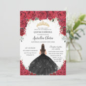 キンセアニラレッドローゼスフローラブラックドレス金ゴールド 招待状 (スタンド正面)