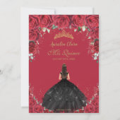 キンセアニラレッドローゼスフローラブラックドレス金ゴールド 招待状 (裏面)