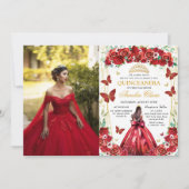 キンセアニラレッドローゼスフローラプリンセス写真 招待状 (正面)