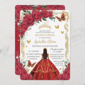 キンセアニラレッドローゼスフローラ金ゴールドプリンセス16th 招待状 (正面/裏面)