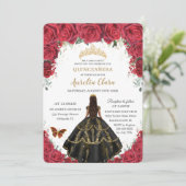 キンセアニラレッドローゼフラワーズブラックドレス金ゴールド 招待状 (スタンド正面)