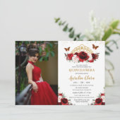 キンセアニラレッド赤面フローラ蝶クラウン 招待状 (スタンド正面)