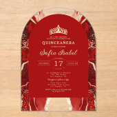 キンセアニラレッド金ゴールドアゲートエレガントト アクリル招待状 (正面)