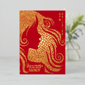 キンセアニラレッド金ゴールドガールシルエット金ゴールドハート 箔シーズンカード (立ち正面)