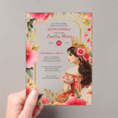 キンセアニラレッド金ゴールドミクリンスドレスフラワー アクリル招待状 (インサイチュ (ポータブル))