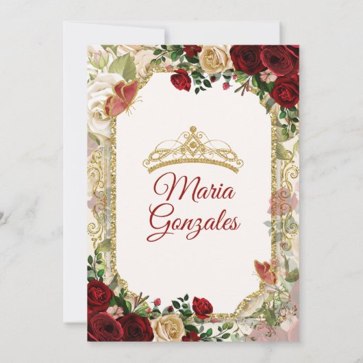 キンセアニラレッド&金ゴールドクラウンメキシコバタフライ 招待状 (裏面)