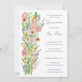 キンセアニラワイルドフラワーハンド絵を描カスタムフォト 招待状