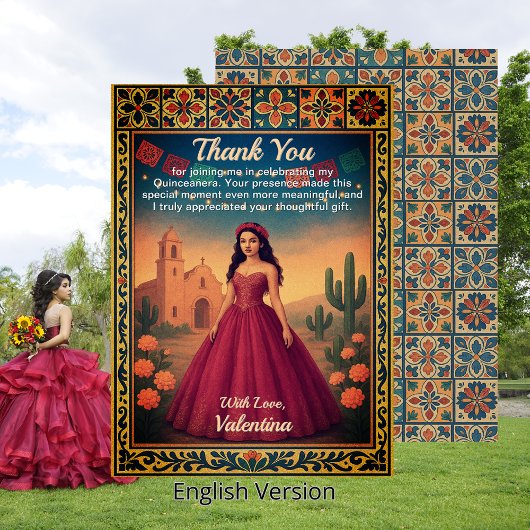 キンセアニラヴィンテージレッドゴンドタラベ縁どラ サンキューカード