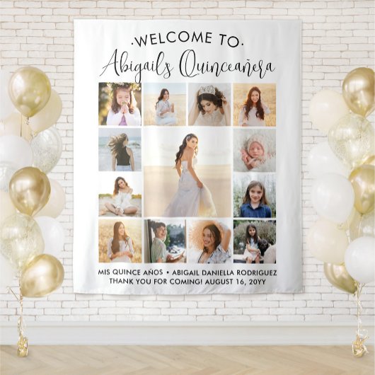キンセアニラ写真コラージュ15誕生日へようこそ タペストリー