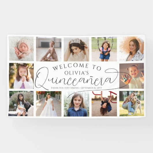 キンセアニラ写真コラージュ15誕生日へようこそ 横断幕 (横)