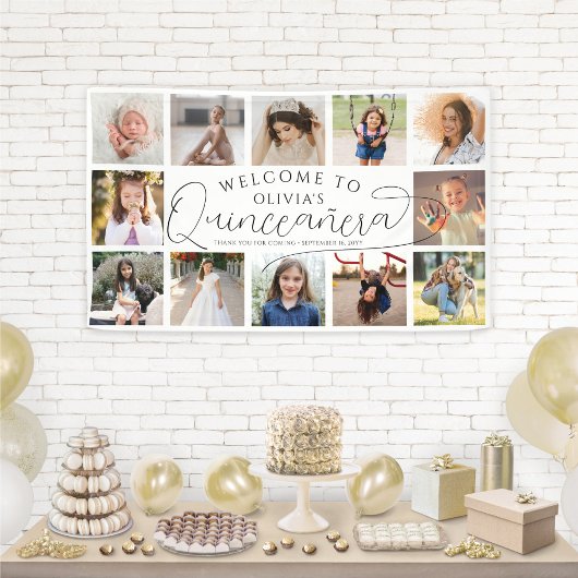 キンセアニラ写真コラージュ15誕生日へようこそ 横断幕