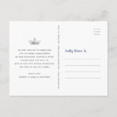 キンセアニラ救デートネイビーシルバーグリッタークラウン インビテーションポストカード (裏面)