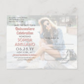 キンセアニラ日付を保存2フォトピンク紙吹雪 インビテーションポストカード (裏面)