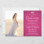 キンセアニラ日付保存フォト暗い赤紫色ピンク マグネット招待状 (正面)