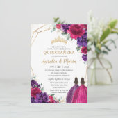 キンセアニラ明るい赤紫色ダークパープルフローラバラツインズ 招待状 (スタンド正面)