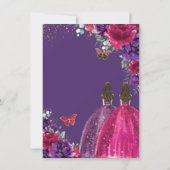 キンセアニラ明るい赤紫色ダークパープルフローラバラツインズ 招待状 (裏面)