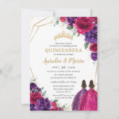 キンセアニラ明るい赤紫色ダークパープルフローラバラツインズ 招待状 (正面)