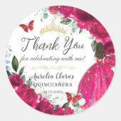 キンセアニラ明るい赤紫色ピンクフローラプリンセスガウン金ゴールド ラウンドシール (正面)