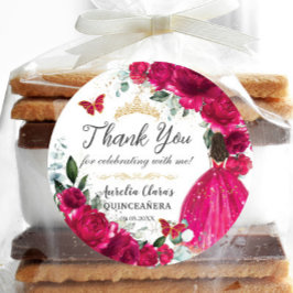 キンセアニラ明るい赤紫色ピンクフローラプリンセスガウン金ゴールド ラウンドシール