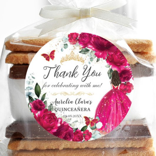 キンセアニラ明るい赤紫色ピンクフローラプリンセスガウン金ゴールド ラウンドシール