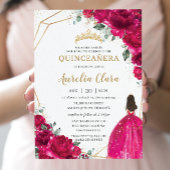 キンセアニラ明るい赤紫色ピンクフローラプリンセスガウン金ゴールド 招待状