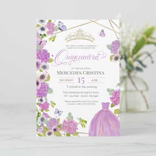 キンセアニラ春ガーデンフローラバタフライティアラ 招待状 (スタンド正面)