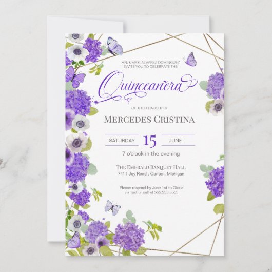 キンセアニラ春ガーデンフローラバタフライパーティーi 招待状 (正面)