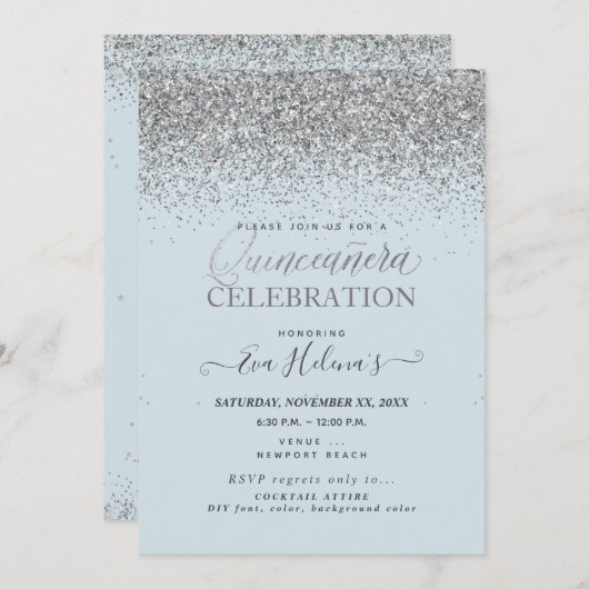 キンセアニラ書、星のDIYダスティブルー 招待状 (正面/裏面)