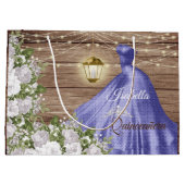 キンセアニラ木材と紫の花 ラージペーパーバッグ (裏面)