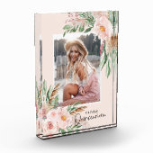 キンセアニラ淡い色のピンクガーリーフローラ誕生日 フォトブロック (左)