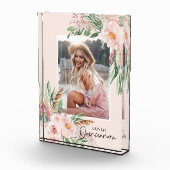 キンセアニラ淡い色のピンクガーリーフローラ誕生日 フォトブロック (右)