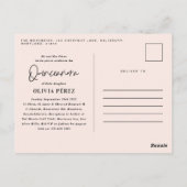 キンセアニラ淡い色のピンクガーリーフローラ誕生日 ポストカード (裏面)