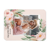 キンセアニラ淡い色のピンクガーリーフローラ誕生日 マグネット (横)