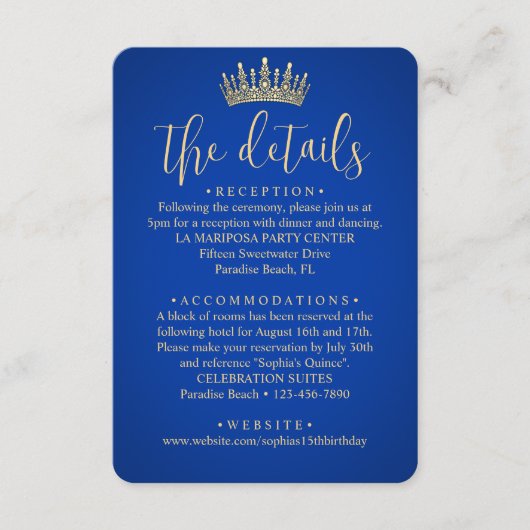 キンセアニラ王室のフォトブルー&金ゴールドクラウン詳細 エンクロージャーカード (正面)