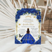 キンセアニラ王室のブルーバラフローラヴィンテージ金ゴールド 招待状