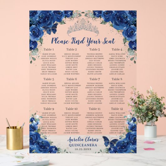 キンセアニラ王室のブルーフローラシルバーシート アクリルサイン (ウェディング)