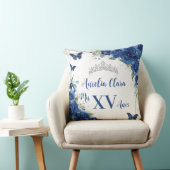 キンセアニラ王室のブルーフローラシルバー蝶 クッション (椅子)