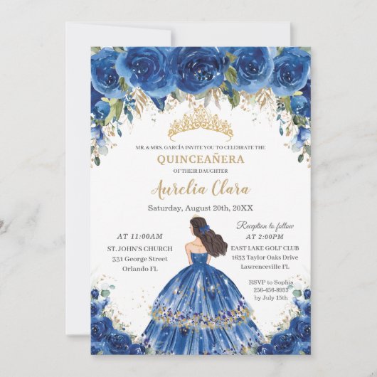 キンセアニラ王室のブルーフローラティアラ15誕生日 招待状 (正面)