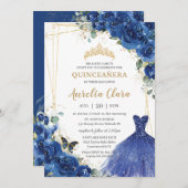 キンセアニラ王室のブルーフローラドレス16誕生日 招待状 (正面/裏面)