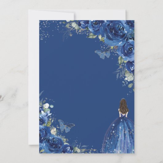 キンセアニラ王室のブルーフローラプリンセス誕生日15 招待状 (裏面)