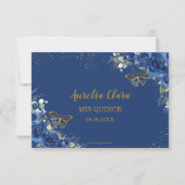 キンセアニラ王室のブルーフローラ蝶誕生日 サンキューカード (裏面)