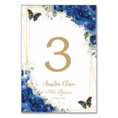 キンセアニラ王室のブルーフローラ金ゴールド蝶 テーブルナンバー (正面)