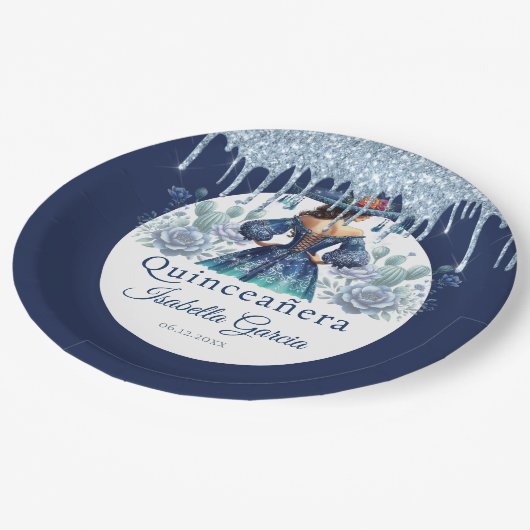 キンセアニラ王室のブルーメキシコスタイル ペーパープレート (アングル)